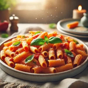 Optimized Ditalini pasta dish fully showing the entire plate