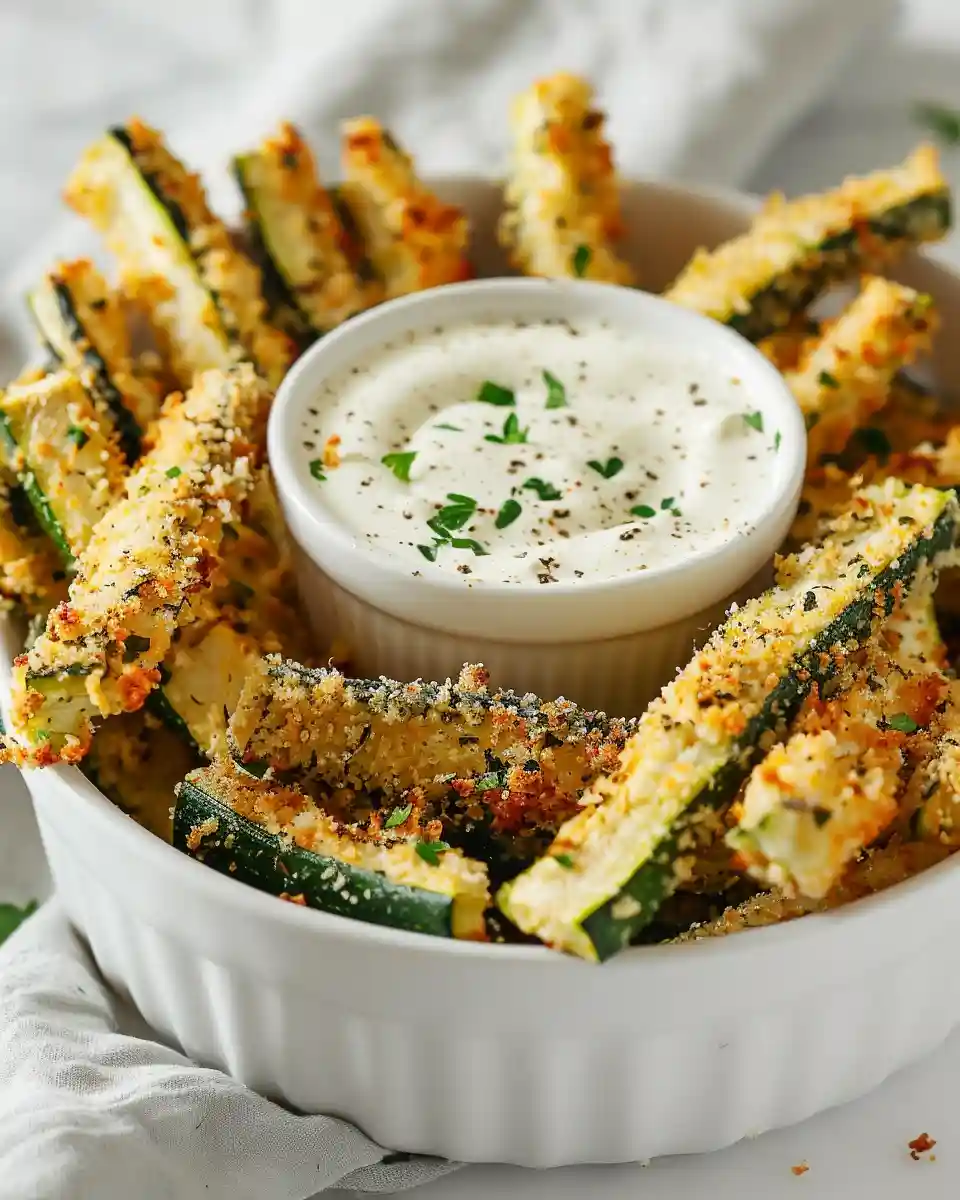 air fryer zucchini fries close up