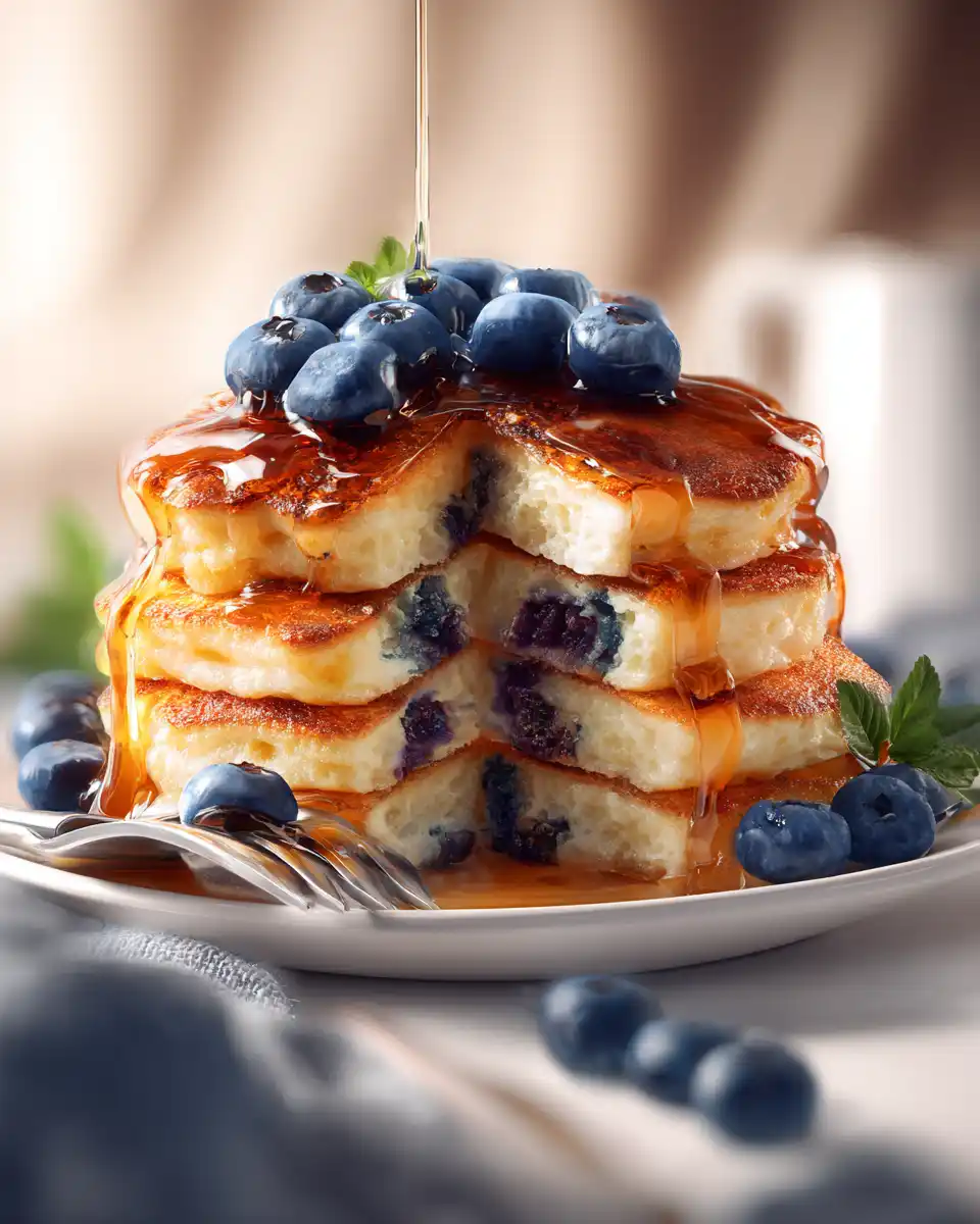 These fluffy blueberry pancakes are soft,