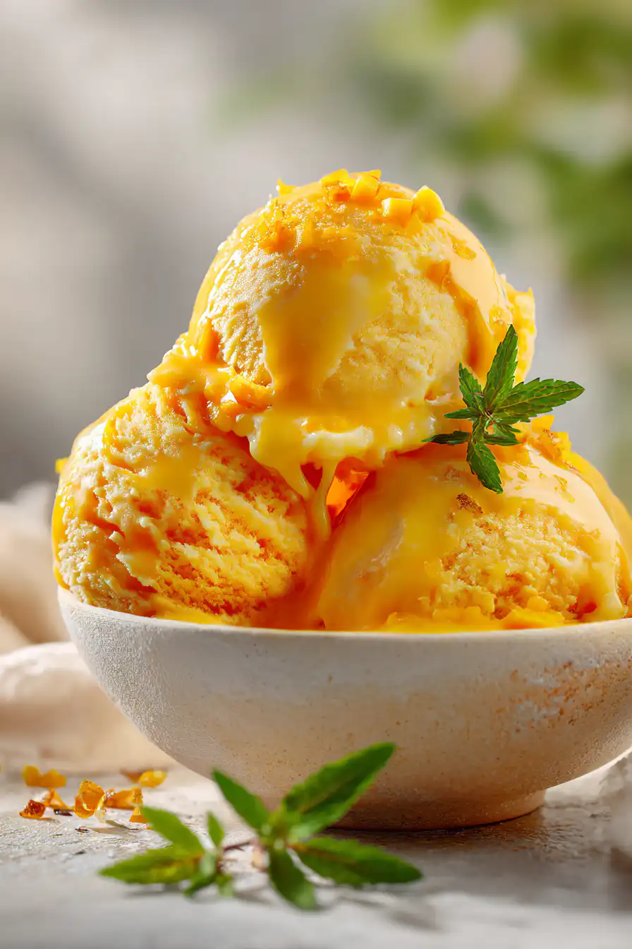 Mango Coconut Ice Cream (No Churn Summer Dessert)