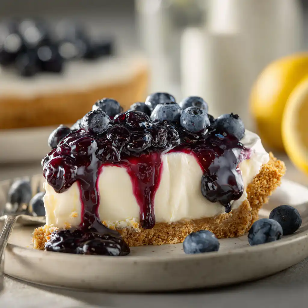 Frozen Lemon Blueberry Pie (No Bake Summer Dessert)