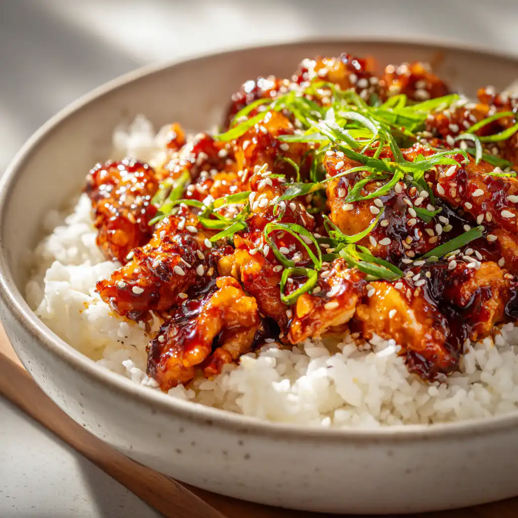 Sticky Korean Chicken Rice Bowls (Viral Dinner)