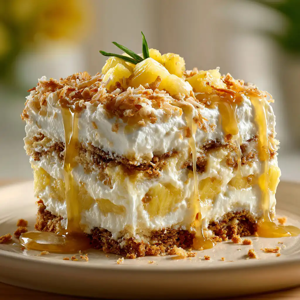 Pineapple Coconut Icebox Dessert (No Bake Summer Dessert)