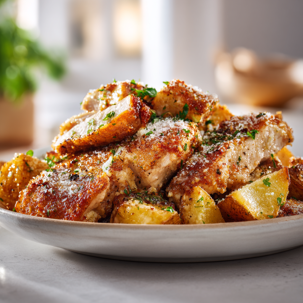 Garlic Parmesan Chicken and Potatoes (One Pan Dinner)