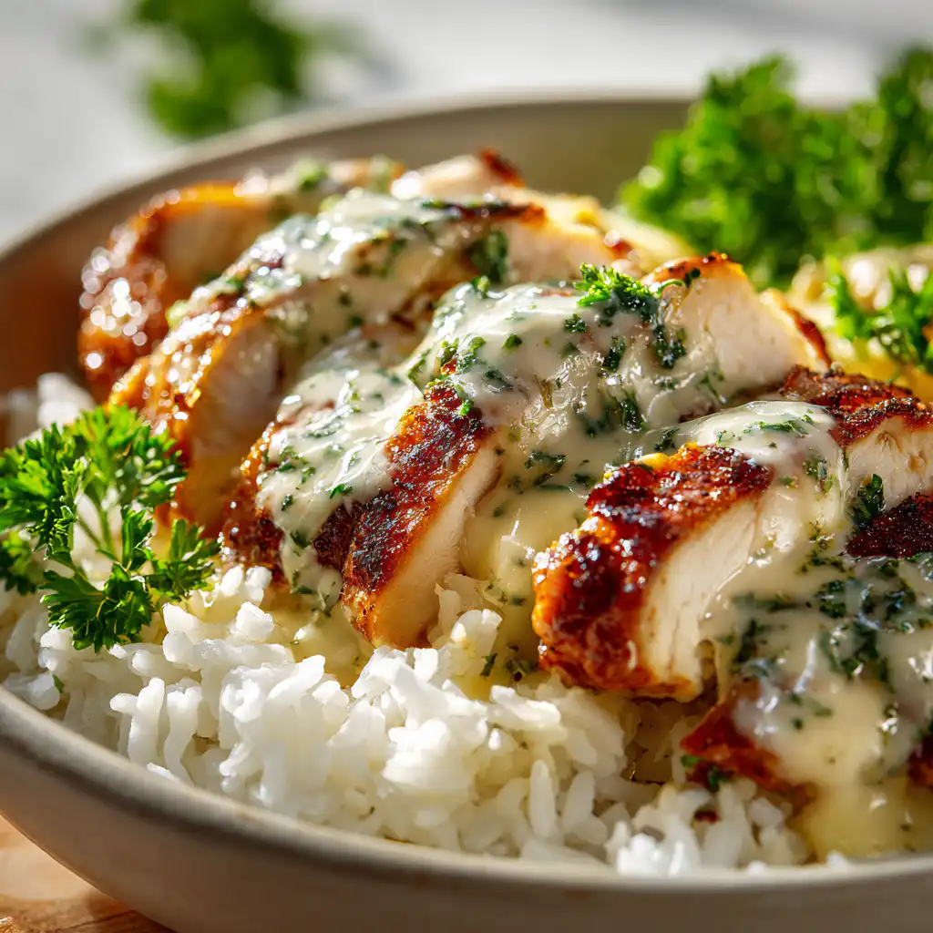 Creamy Garlic Chicken Rice Bowls (Easy Dinner)