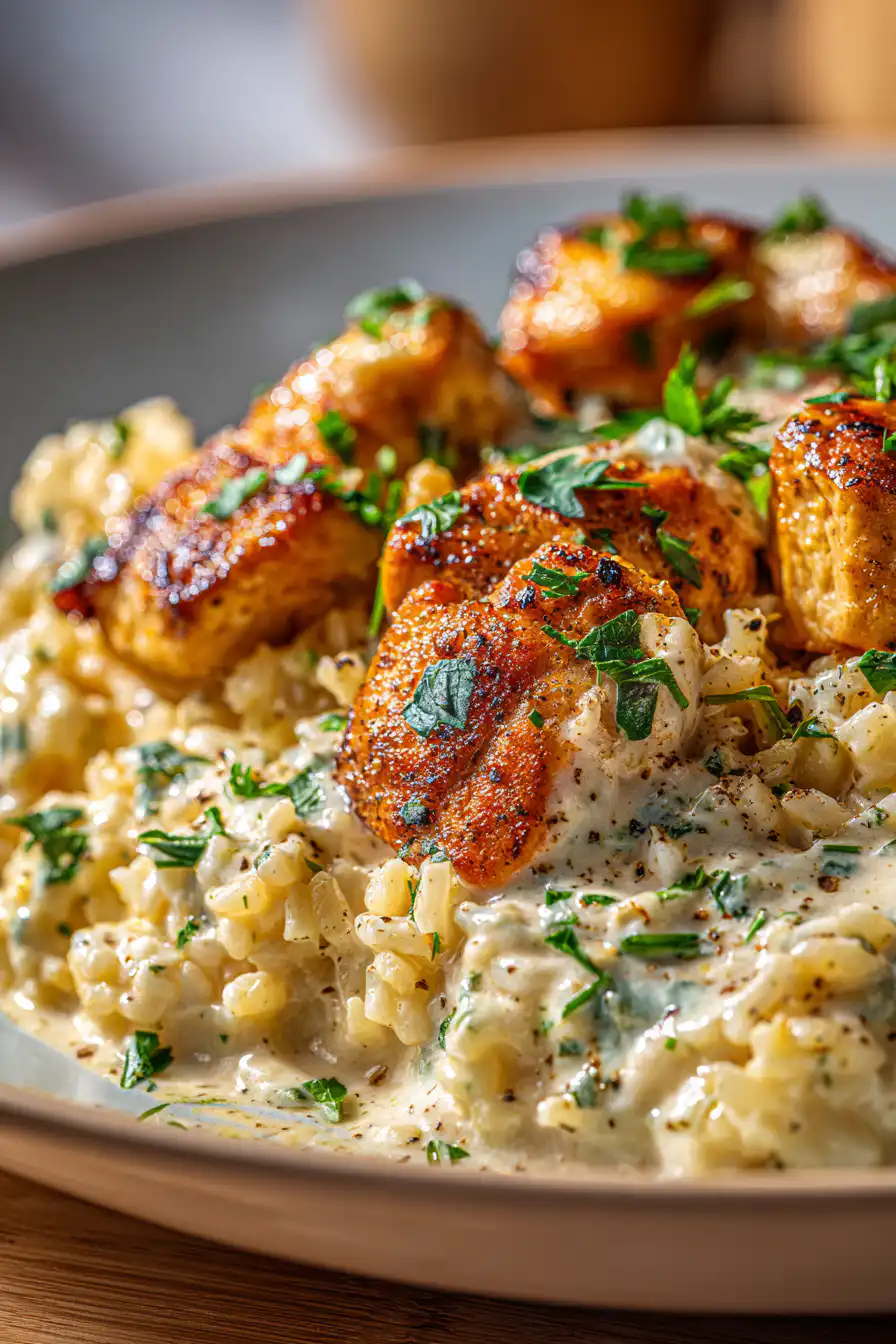 One Pan Creamy Garlic Chicken Rice Bowls Easy Dinner 3 image 1777928852116