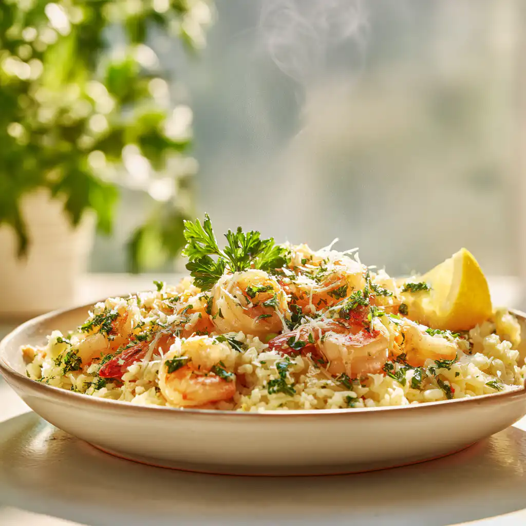 Summer Garlic Butter Shrimp Rice Skillet Dinner