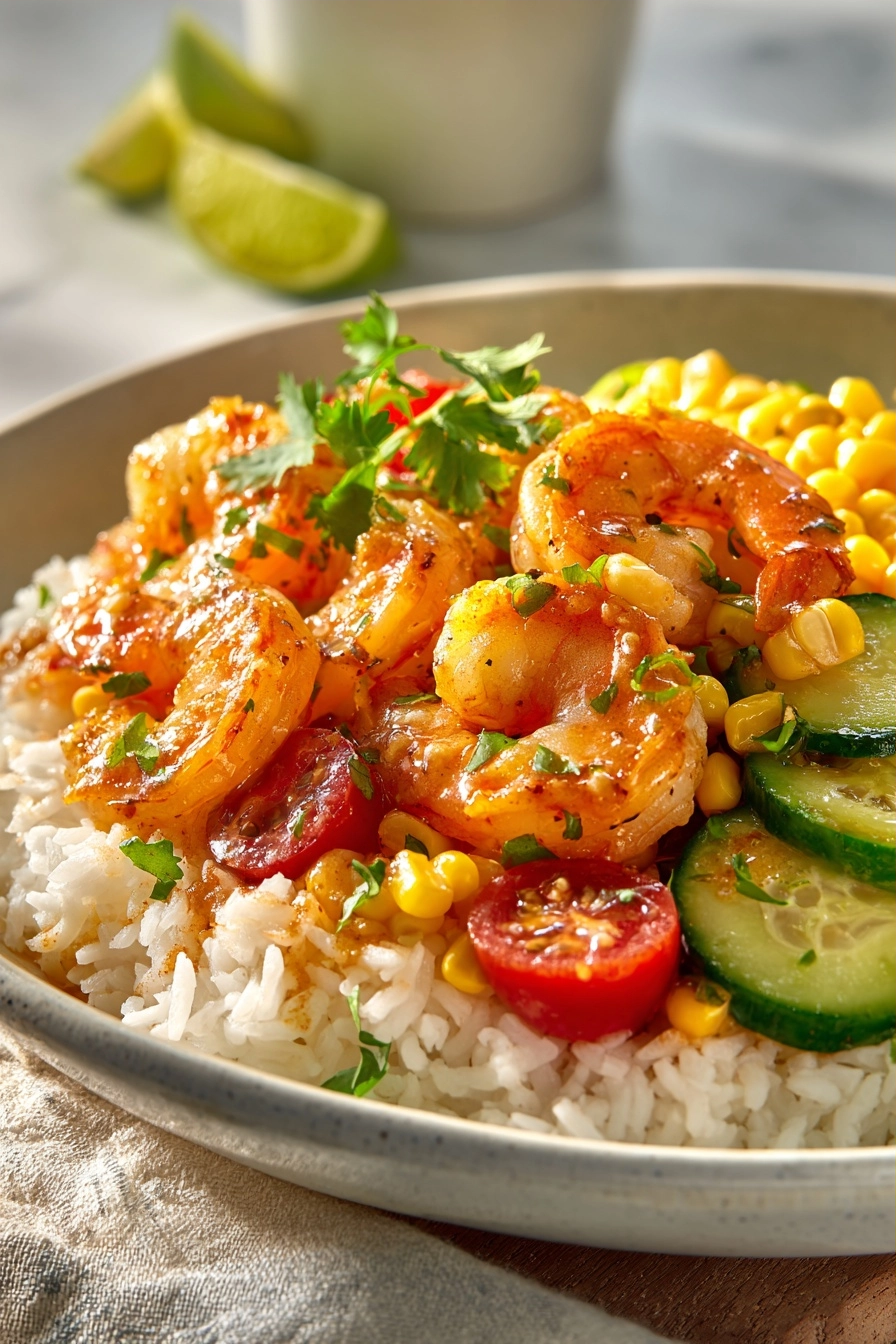 Fresh Summer Garlic Butter Shrimp Rice Bowls Dinner 3 image 1779393108529