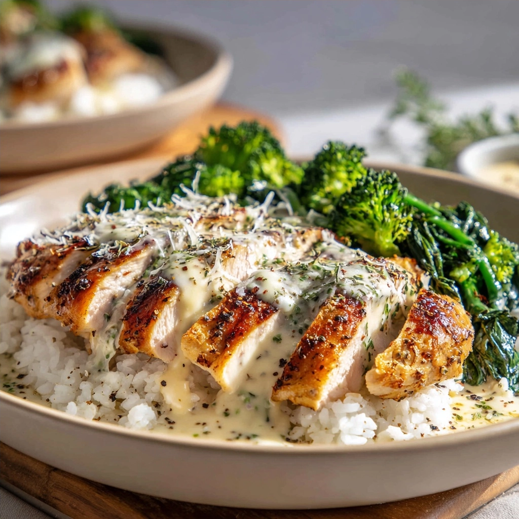 Easy Creamy Garlic Chicken Rice Bowls High Protein Recipe