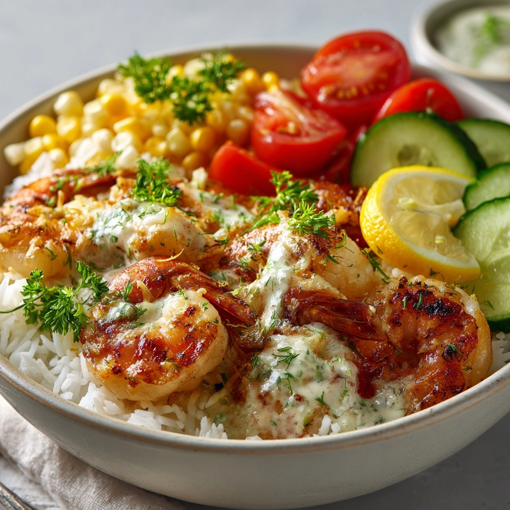 Fresh Summer Garlic Butter Shrimp Rice Bowls with Lemon