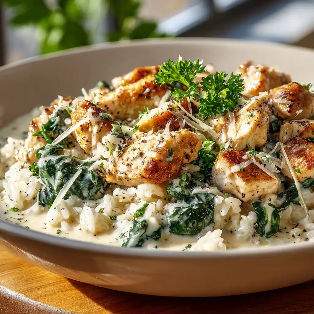 Creamy Garlic Chicken Rice Skillet Quick Meal